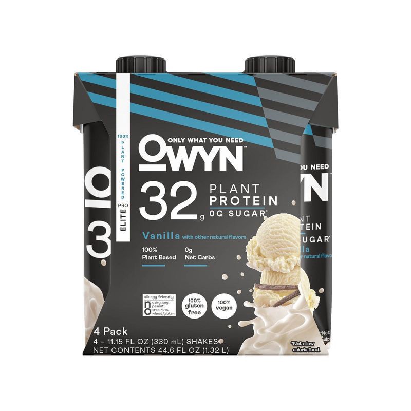 slide 1 of 4, OWYN Pro Elite 32g Dairy Free Protein Shake Vanilla Non-Caffeinated - 4ct, 32 gram, 4 ct