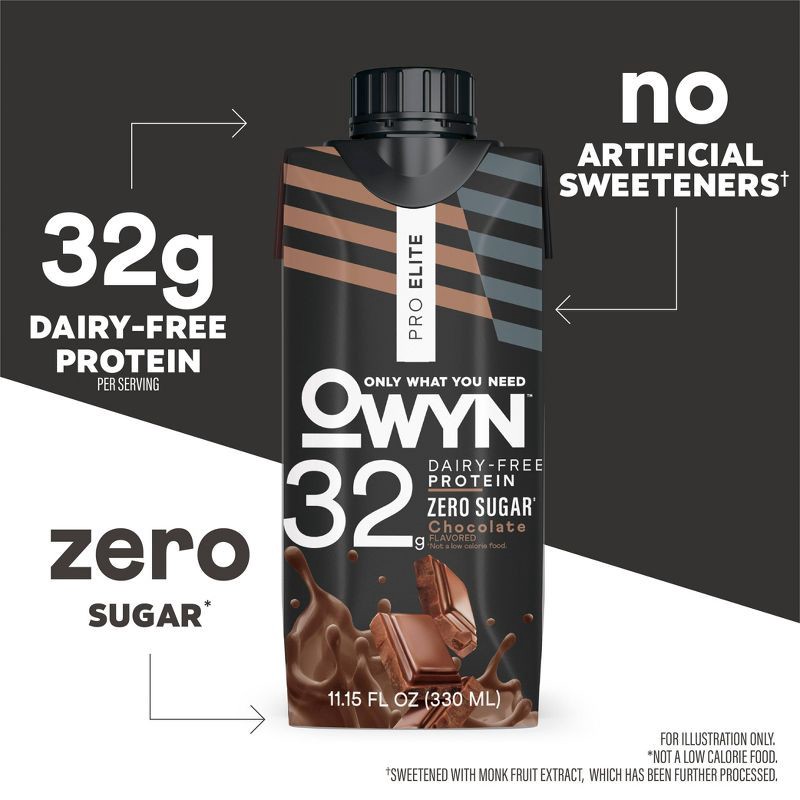 slide 3 of 5, OWYN Pro Elite Vegan 32g Protein Keto Shake - Chocolate - 11.15 fl oz/4pk, 32 gram, 4 ct