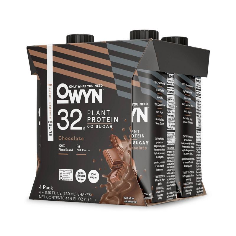 slide 3 of 4, OWYN Pro Elite 32g Dairy Free Protein Shake Chocolate Non-Caffeinated - 4ct, 32 gram, 4 ct