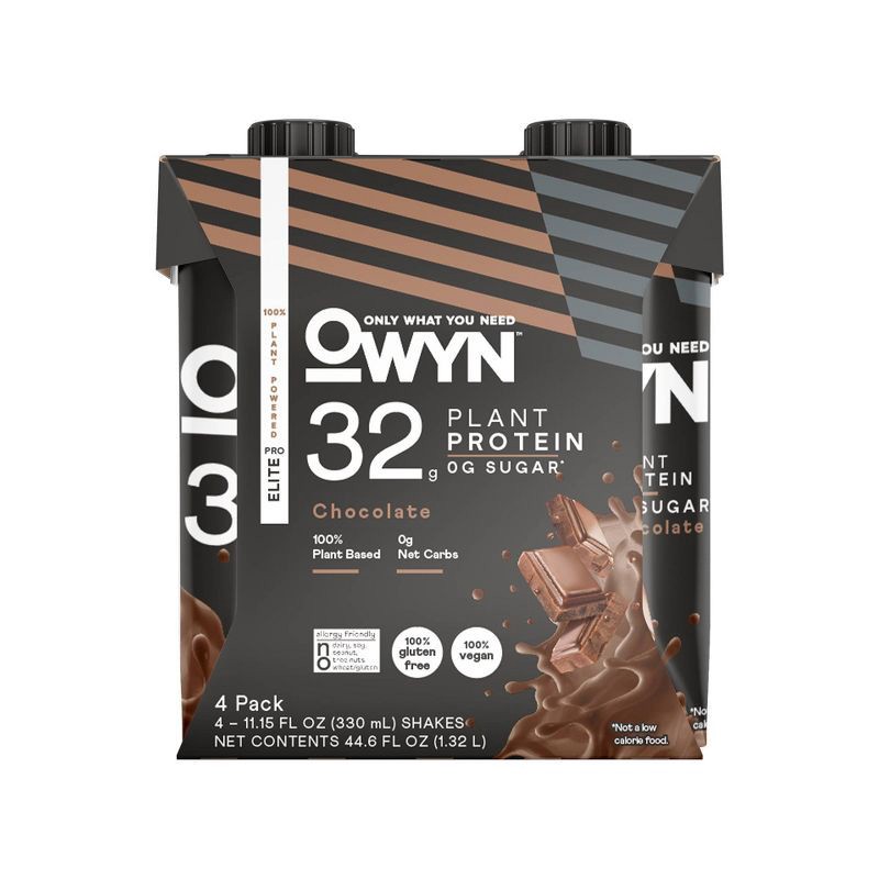 slide 1 of 4, OWYN Pro Elite 32g Dairy Free Protein Shake Chocolate Non-Caffeinated - 4ct, 32 gram, 4 ct