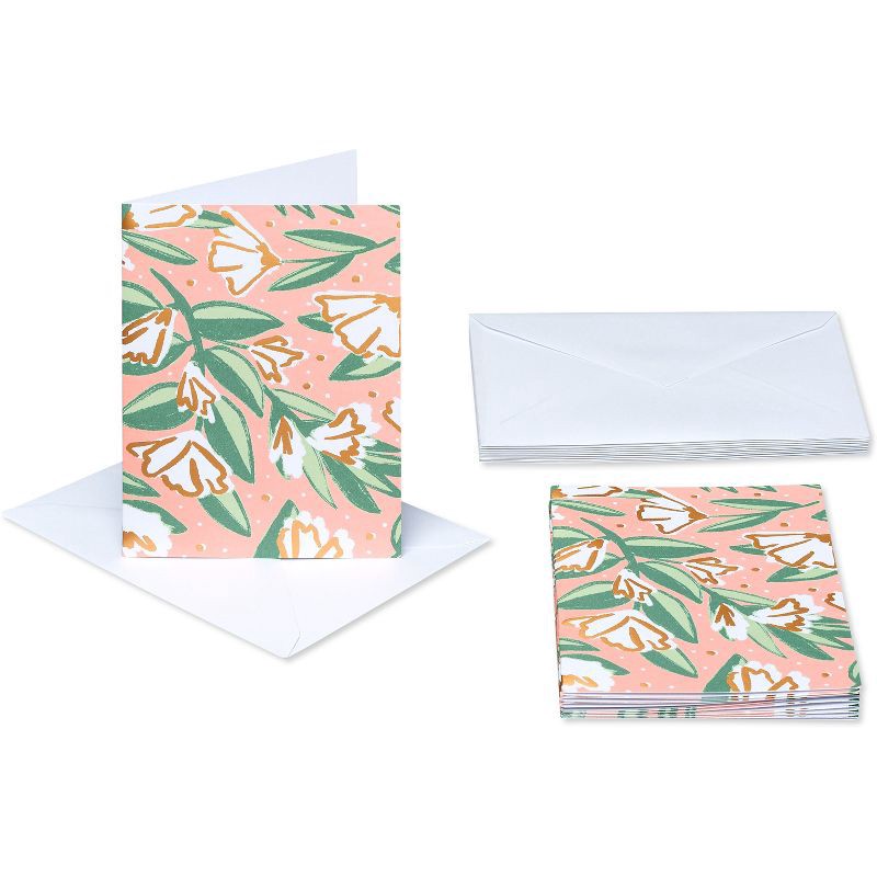 slide 3 of 4, 10ct Blank Stationery Note Cards Floral - Spritz™, 10 ct