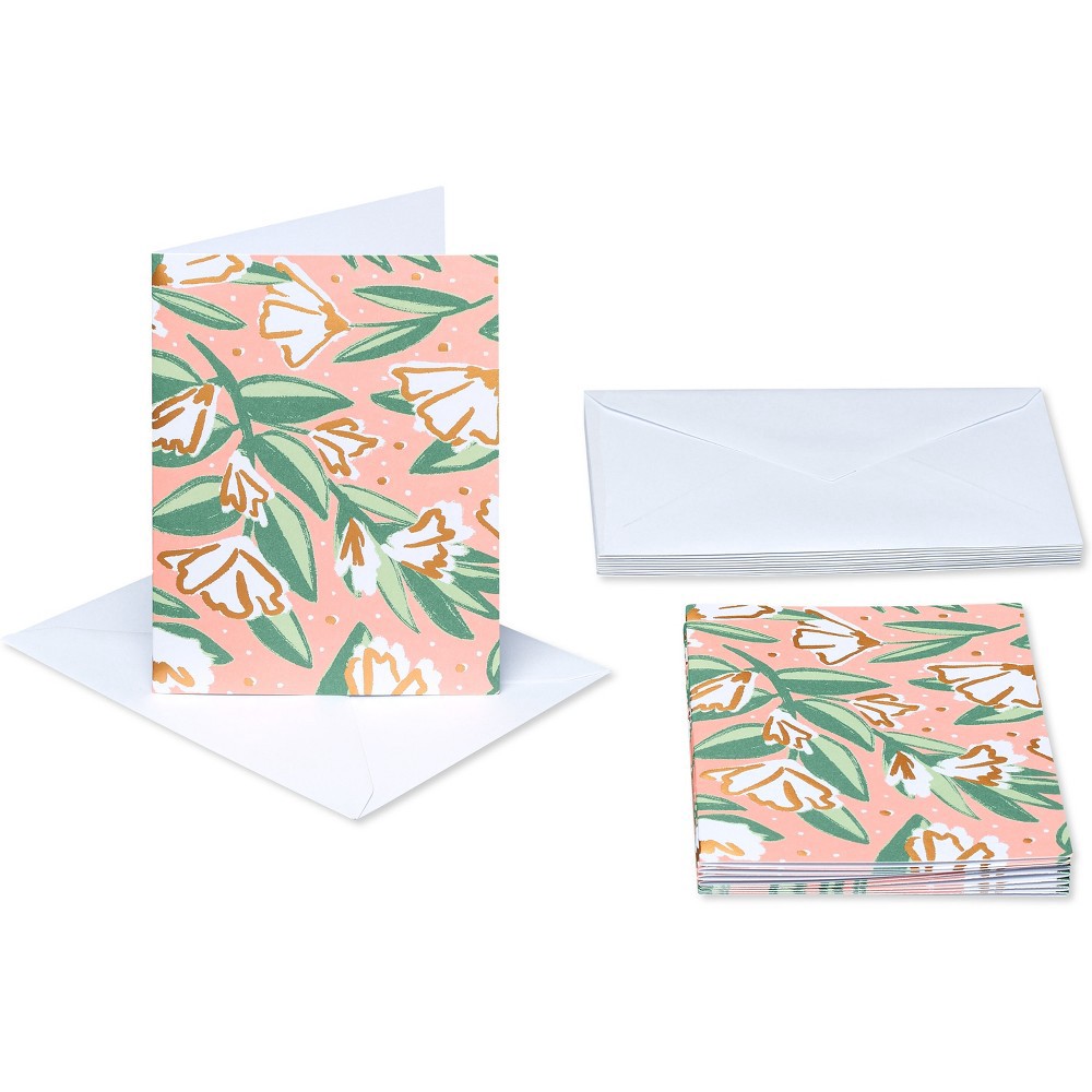 10ct Blank Stationery Note Cards Floral Spritz 10 ct Shipt