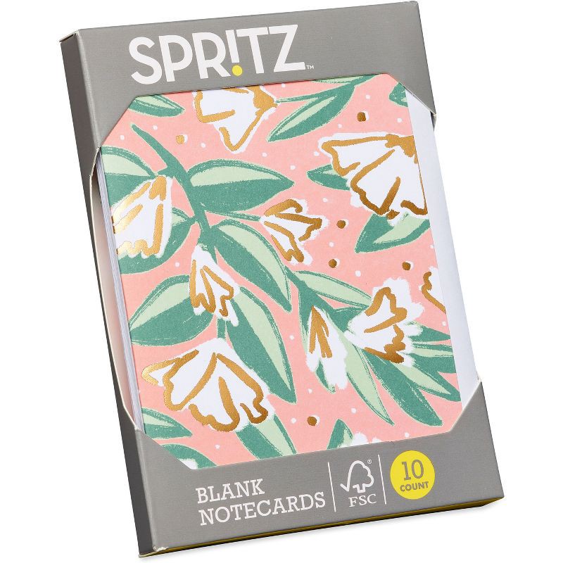 slide 2 of 4, 10ct Blank Stationery Note Cards Floral - Spritz™, 10 ct