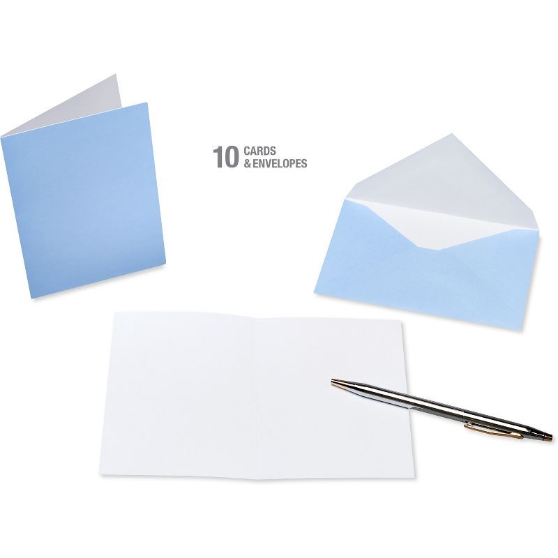 slide 3 of 4, 10ct Blank Stationery Note Cards Solid Blue - Spritz™, 10 ct