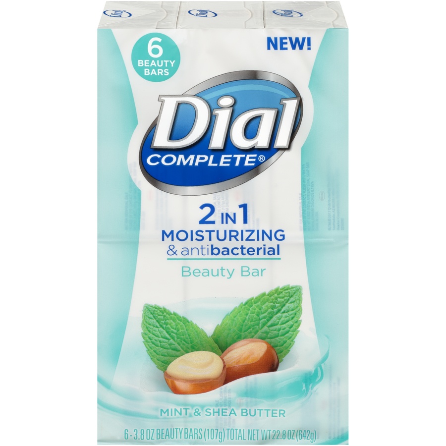 slide 1 of 6, Dial &nbsp;Complete 2-In-1 Mint & Shea Butter Beauty Bar Soap, 6 ct