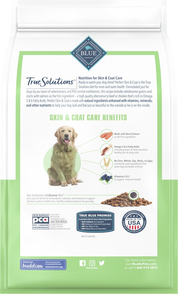 slide 2 of 9, BLUE Buffalo True Solutions Perfect Coat Skin & Coat Care Adult Dog, 4 lb