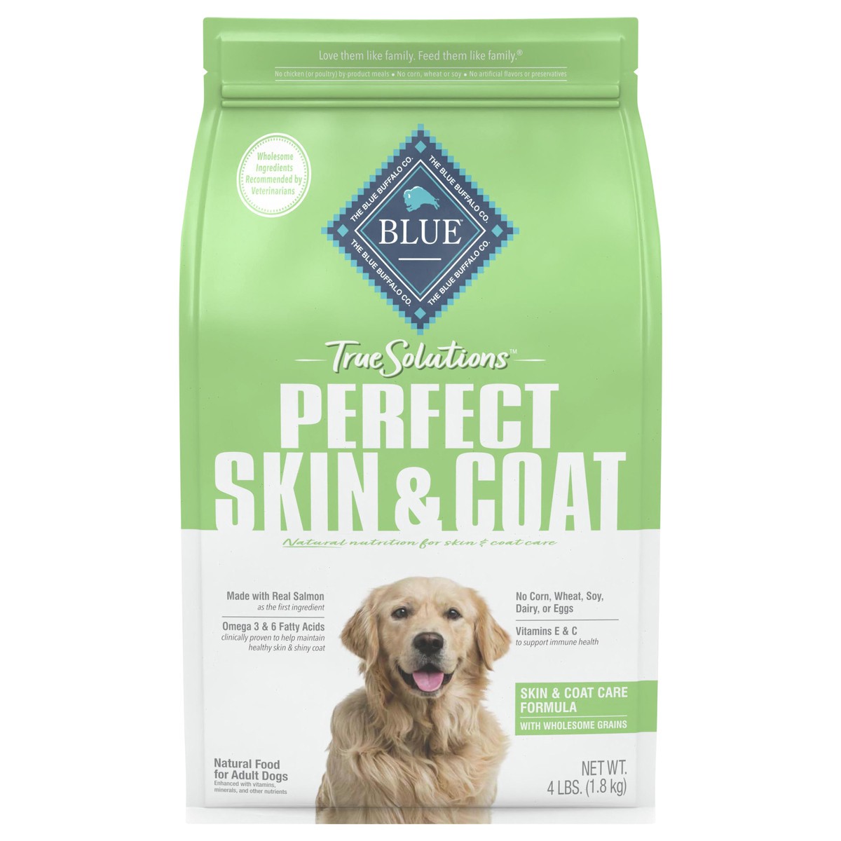 slide 1 of 9, BLUE Buffalo True Solutions Perfect Coat Skin & Coat Care Adult Dog, 4 lb