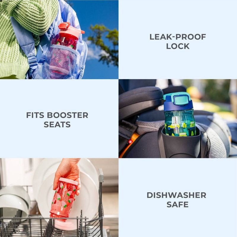 slide 9 of 11, Reduce 14oz Plastic Adventure Rolls Hydrate Tritan Kids Water Bottle with Straw Lid: Toddler Cup, Dishwasher-Safe, 14 oz