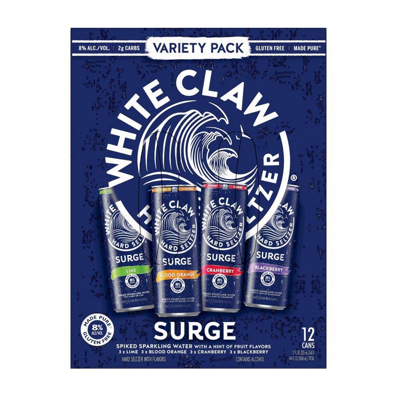 slide 5 of 6, White Claw Hard Seltzer White Claw SURGE Hard Seltzer Variety Pack - 12pk/12 fl oz Slim Cans, 12 ct; 12 fl oz