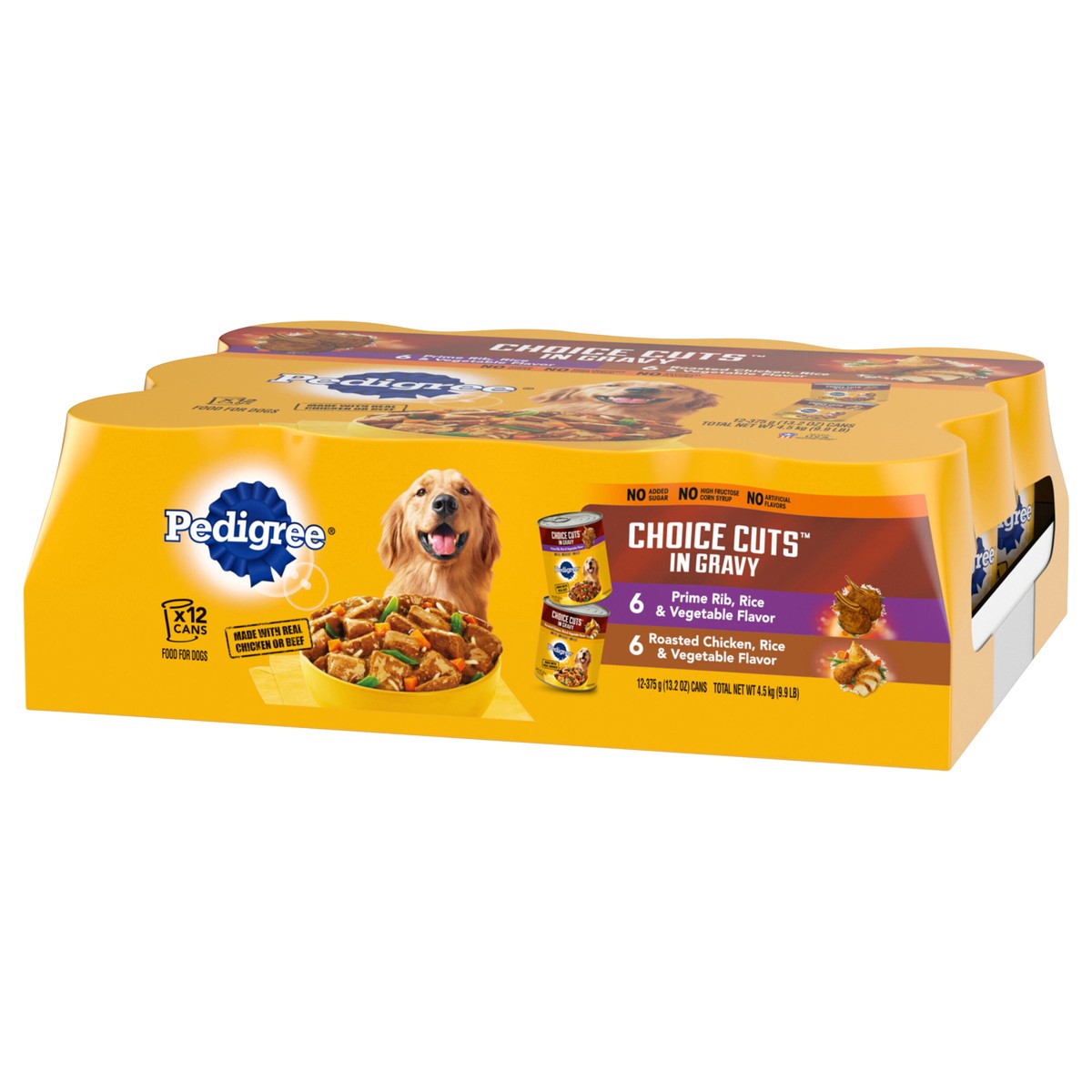slide 5 of 14, Pedigree Choice Cuts in Gravy Prime Rib, Rice & Vegetable Flavor/Roasted Chicken, Rice & Vegetable Flavor Food for Dogs 12 - 13.2 oz Cans, 13.2 oz