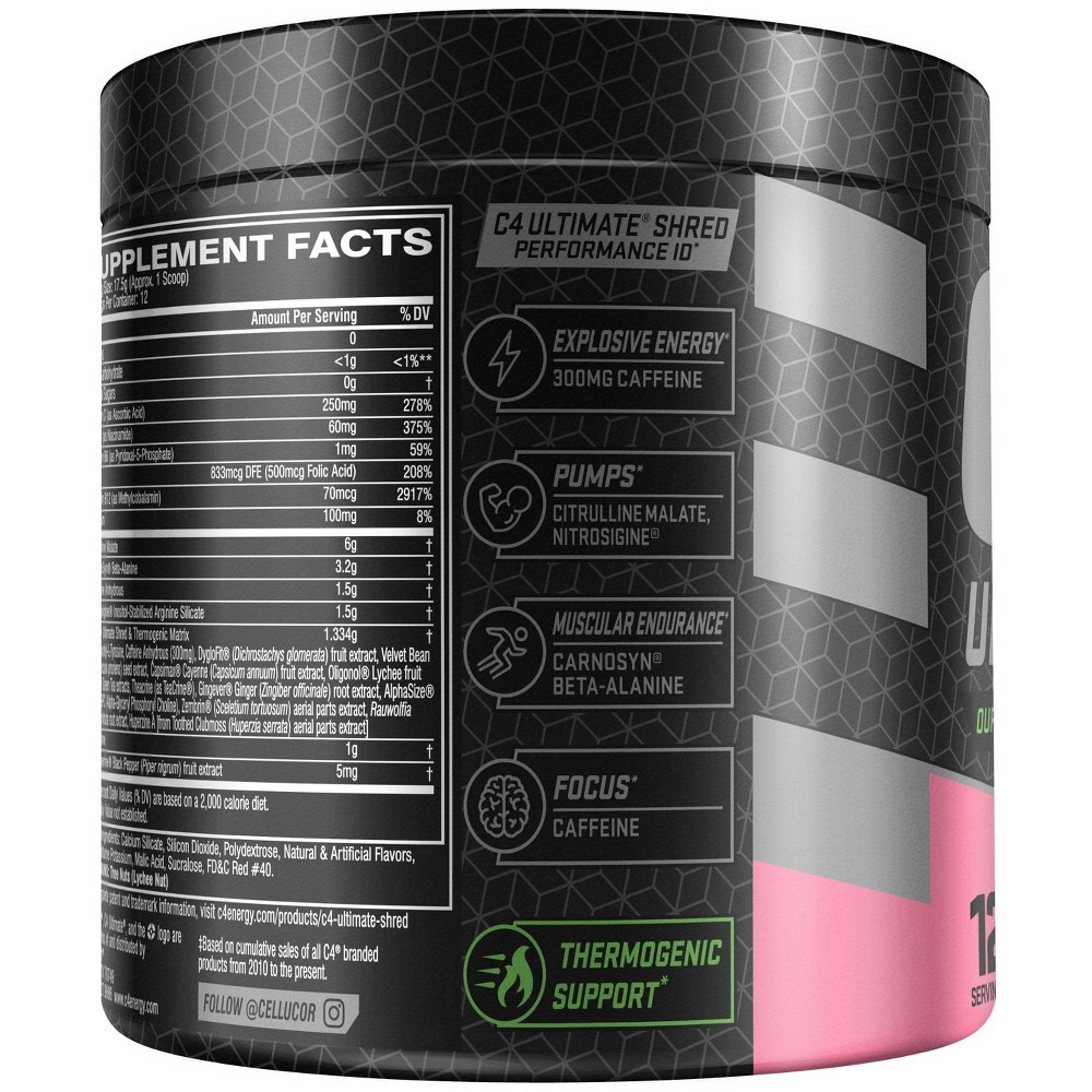 slide 4 of 4, Cellucor C4 Ultimate Shred Energy Powder - Strawberry Watermelon - 6.77oz, 6.77 oz