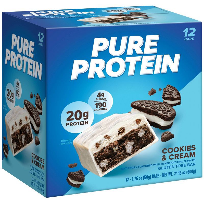 slide 4 of 6, Pure Protein Bar - Cookies & Cream - 12pk, 12 ct