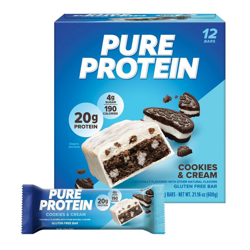 slide 1 of 6, Pure Protein Bar - Cookies & Cream - 12pk, 12 ct