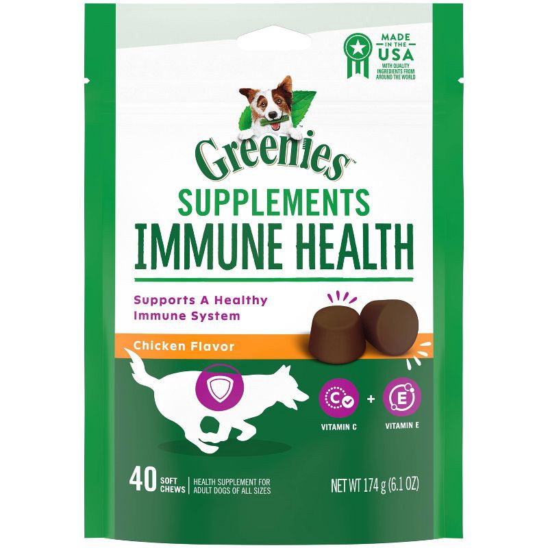 slide 1 of 6, Greenies Immune Health Supplements for Adult & Senior Dogs - Chicken - 40ct, 40 ct
