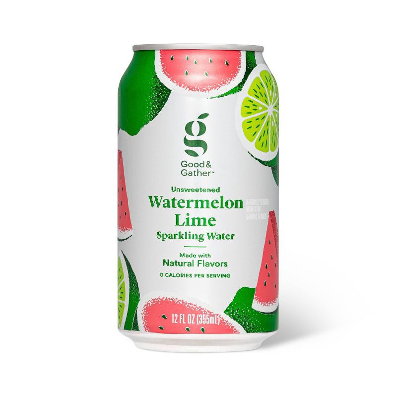 slide 2 of 3, Watermelon Lime Sparkling Water - 8pk/12 fl oz Cans - Good & Gather™, 8 ct; 12 fl oz