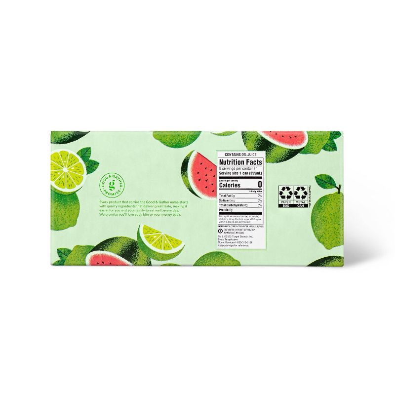 slide 3 of 3, Watermelon Lime Sparkling Water - 8pk/12 fl oz Cans - Good & Gather™, 8 ct; 12 fl oz