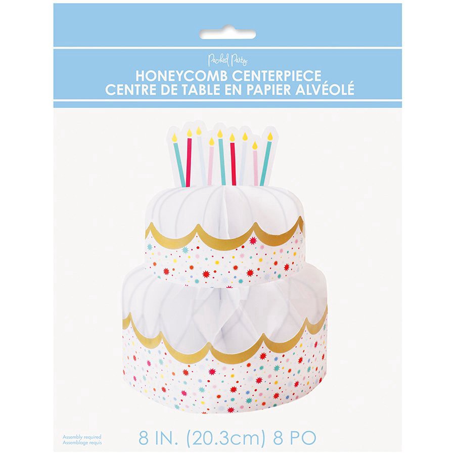 slide 1 of 1, Packed Party Birthday Cake Honeycomb Centerpiece, 8 ft