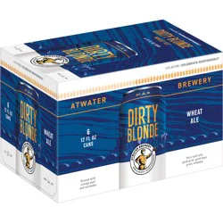 Atwater Dirty Blonde Wheat Ale Craft Beer, 4.5% ABV, 6 Pack 12 fl oz Cans
