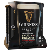 slide 8 of 29, Guinness Draught Stout Import Beer, 14.9 fl oz, 4 Pack Cans, 4.1% ABV, 14.90 fl oz