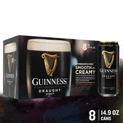 Guinness Nitrogenated Stout Draught Stout Beer 8 - 14.9 fl oz Cans