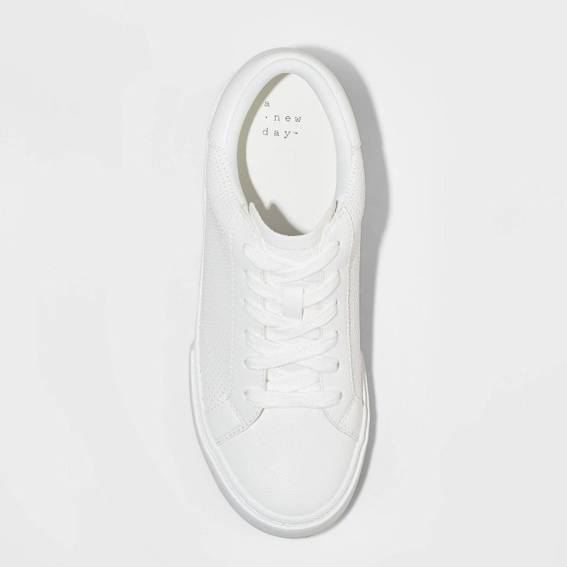 slide 3 of 10, Women's Maddison Sneakers with Memory Foam Insole - A New Day™ White 7: Lace Up, Faux Leather, Textured Outsole, 1 ct