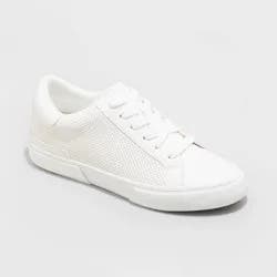 Women's Maddison Sneakers with Memory Foam Insole - A New Day™ White 7: Lace Up, Faux Leather, Textured Outsole