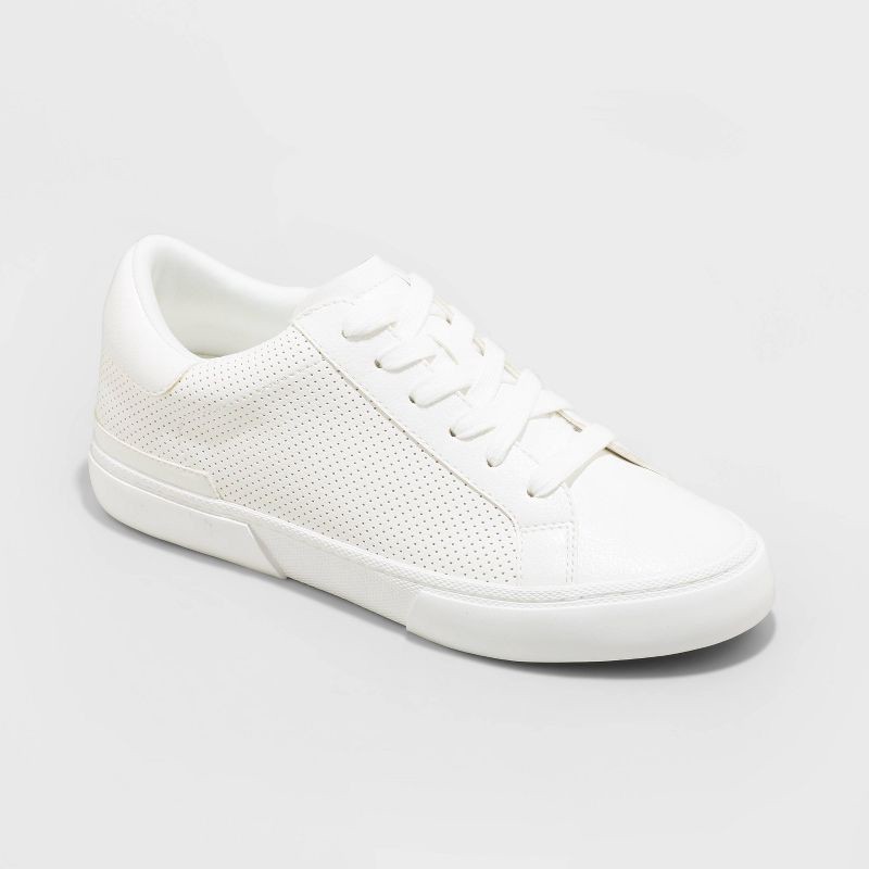 slide 1 of 10, Women's Maddison Sneakers with Memory Foam Insole - A New Day™ White 9: Lace Up, Faux Leather, Textured Outsole, 1 ct