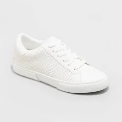 Women's Maddison Sneakers with Memory Foam Insole - A New Day™ White 11: Lace Up, Faux Leather, Cushioned, Round Toe