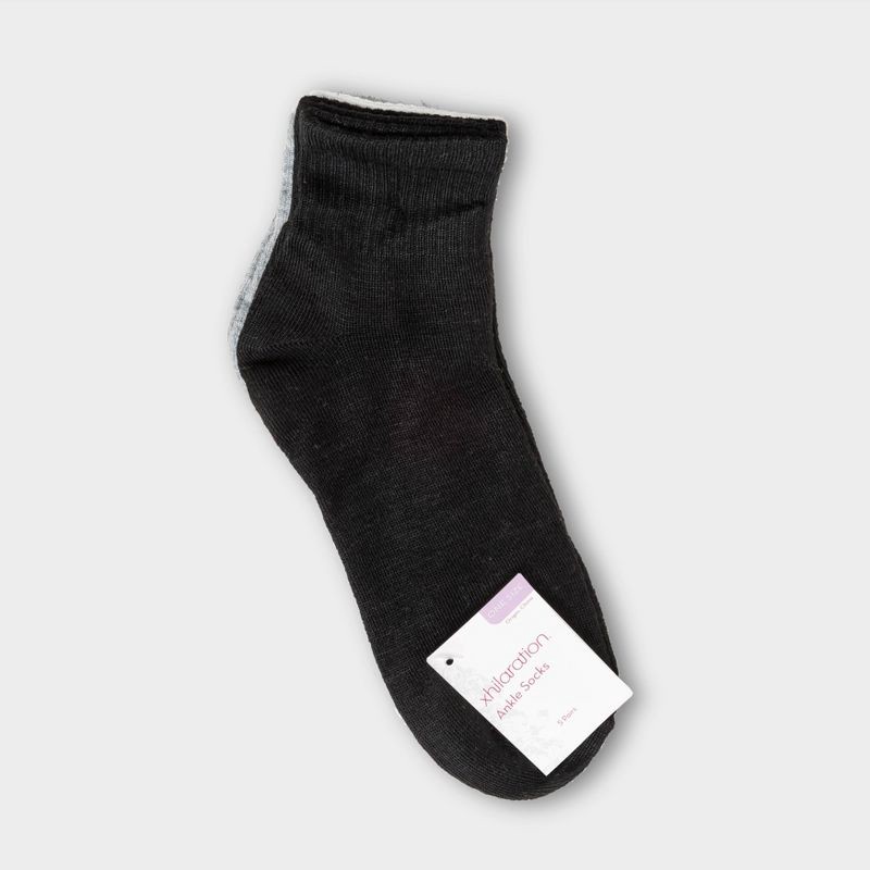 slide 2 of 2, Women's 5pk Ankle Socks - Xhilaration™ Black/White/Gray 4-10, 5 ct