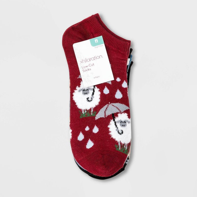 slide 2 of 2, Women's Critters and Umbrellas 6pk Low Cut Socks - Xhilaration™ Assorted Colors 4-10, 6 ct