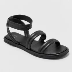 Women's Ottie Ankle Strap Sandals - A New Day Black 7