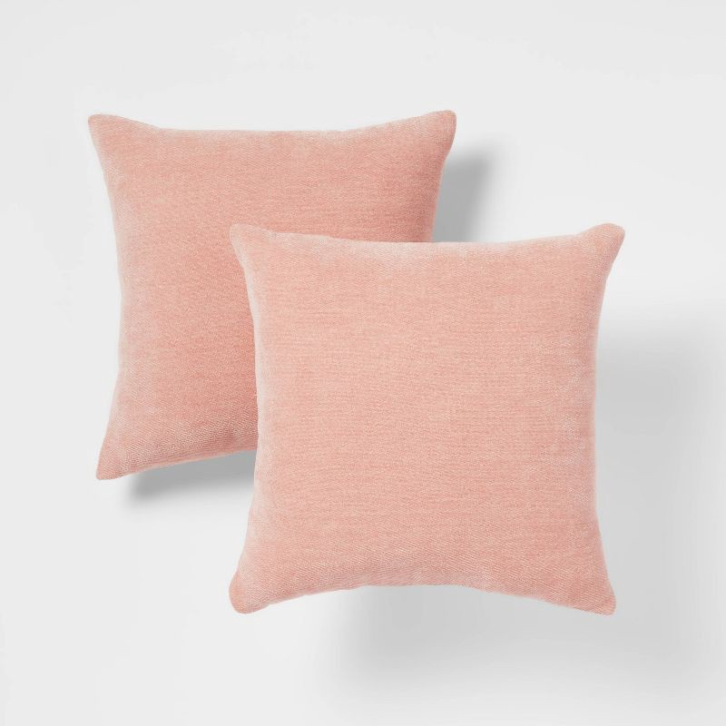 slide 1 of 4, 2pk Chenille Square Throw Pillows Pink - Threshold™, 2 ct