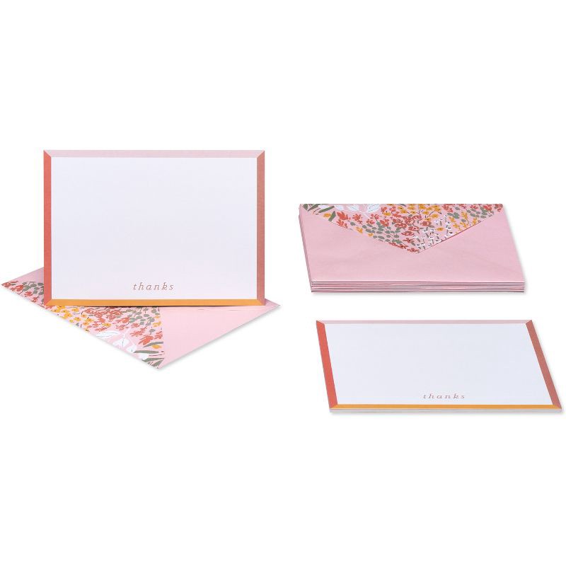 slide 2 of 4, Carlton Cards 10ct Thank You Note Cards with Border Floral, 10 ct