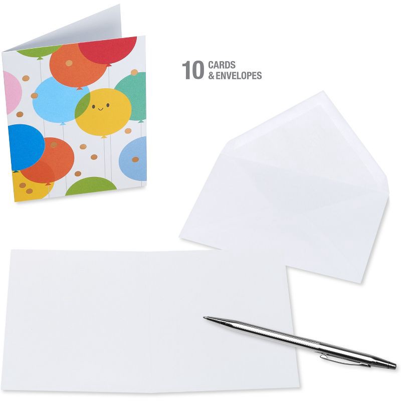slide 3 of 4, American Greetings 10ct Birthday and All Occasion Blank Cards with Envelopes Balloon Designs, 10 ct
