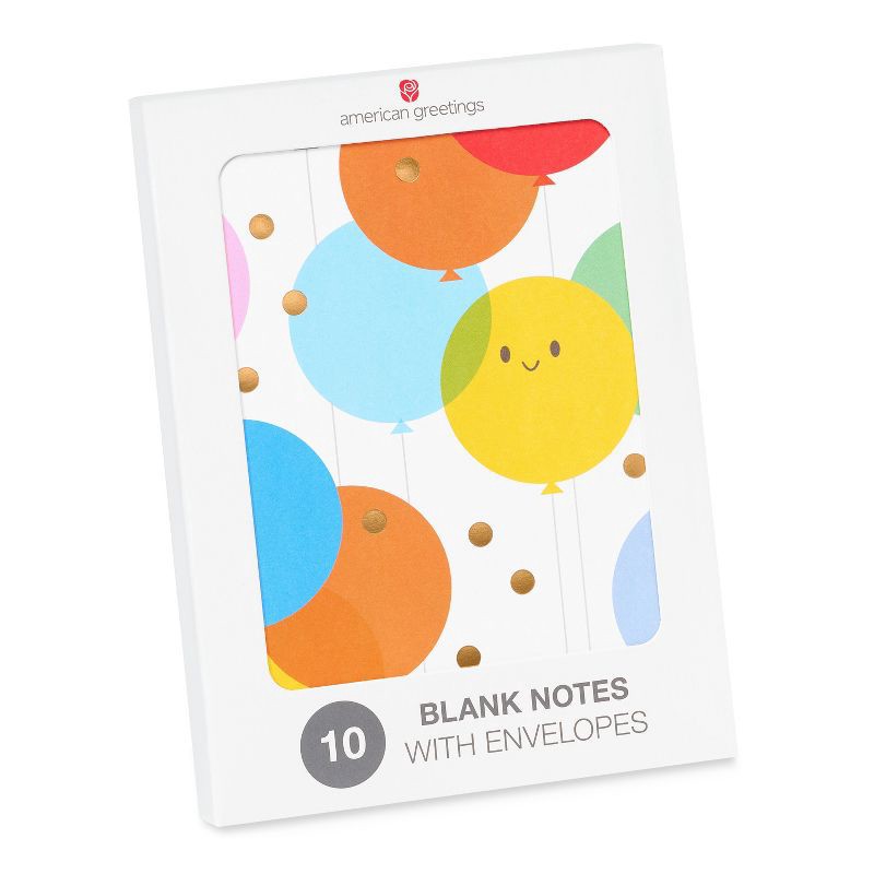 slide 4 of 4, American Greetings 10ct Birthday and All Occasion Blank Cards with Envelopes Balloon Designs, 10 ct
