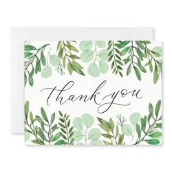 American Greetings 50ct Bulk Thank You Cards with Envelopes Leafy Green Botanical