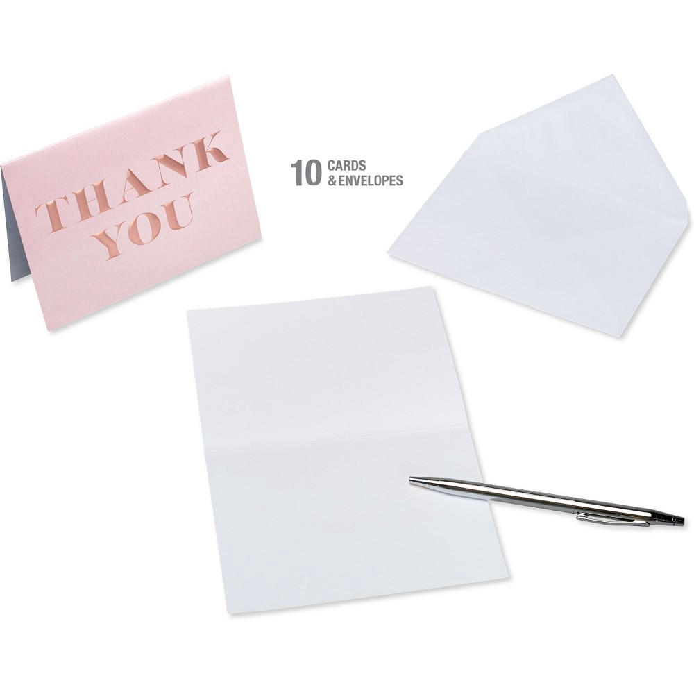 slide 2 of 4, Carlton Cards 10ct Thank You Cards Copper Lettering, 10 ct