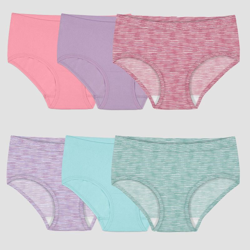 slide 1 of 3, Fruit of the Loom Girls' 6pk Seamless Briefs - 6-8: Tagless, High Rise, 4-Way Stretch, 6 ct