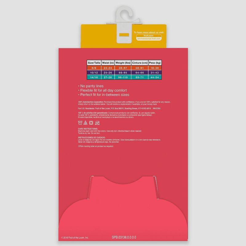 slide 3 of 3, Fruit of the Loom Girls' 6pk Seamless Briefs - 10-12, 6 ct