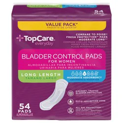 TopCare Everyday Long Length Bladder Control Moderate Absorbency Pads for Women Value Pack 54 Each