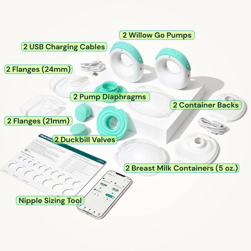 slide 8 of 10, Willow Go Wearable Double Electric Breast Pump Kit, 1 ct