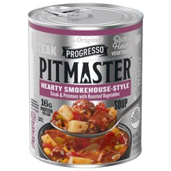 Progresso Pitmaster Hearty Smokehouse Style, Steak and Potatoes with Roasted Vegetables, Gluten Free, Canned Soup, 18.5 oz
