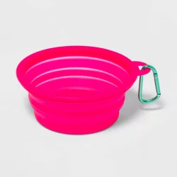 Collapsible Dog Bowl with Carabiner - Pink - Sun Squad