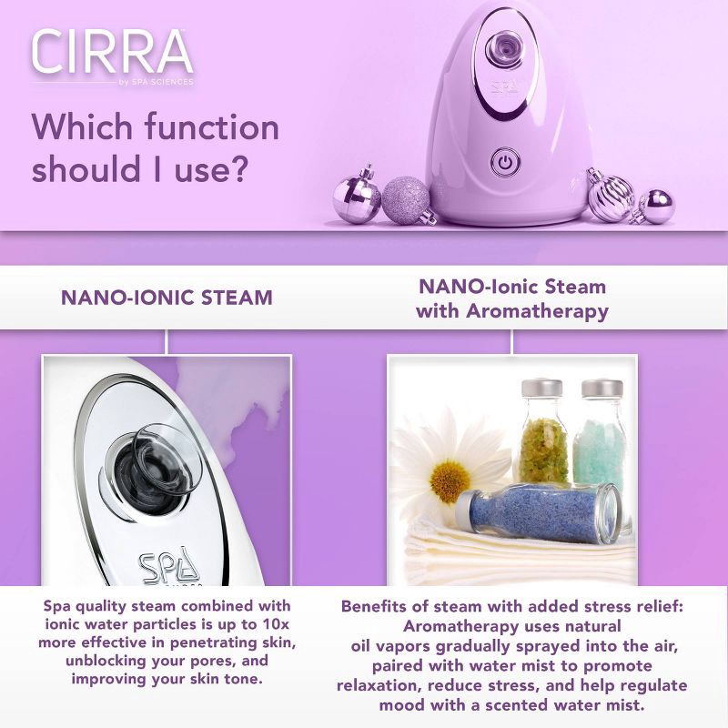 slide 4 of 10, Spa Sciences CIRRA Nano Ionic Vanity Facial Steamer with Optional Aromatherapy, 1 ct