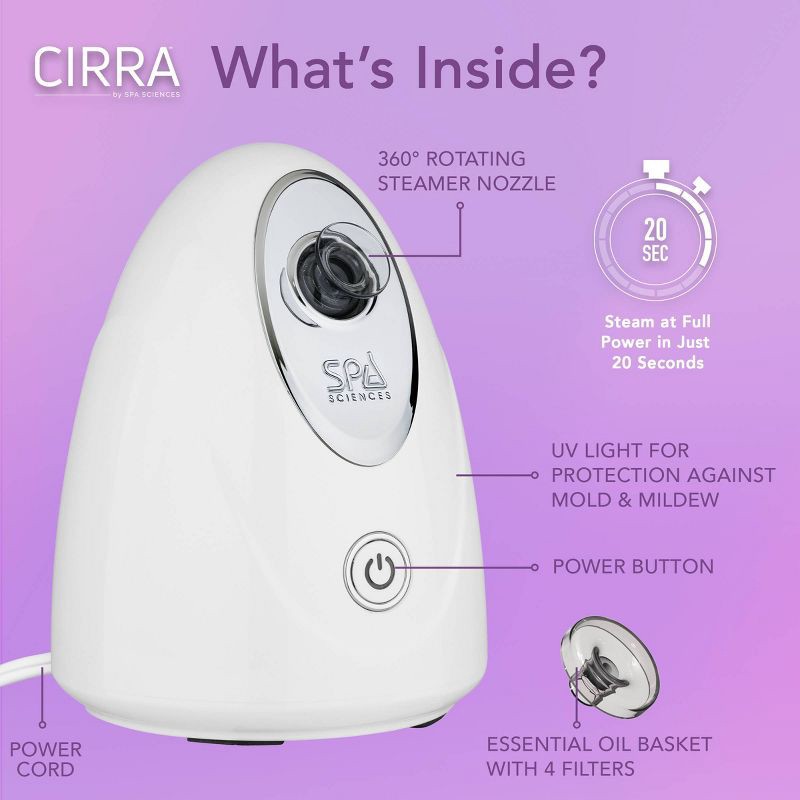 slide 5 of 10, Spa Sciences CIRRA Nano Ionic Vanity Facial Steamer with Optional Aromatherapy, 1 ct