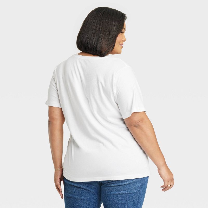 slide 2 of 3, Women's Short Sleeve V-Neck T-Shirt - Ava & Viv™ White 2X, 1 ct