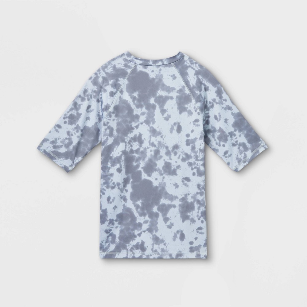 slide 2 of 3, Boys' Tie-Dye Short Sleeve Rash Guard Swim Shirt - art class Blue M, 1 ct