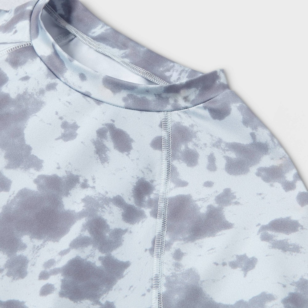 slide 3 of 3, Boys' Tie-Dye Short Sleeve Rash Guard Swim Shirt - art class Blue M, 1 ct
