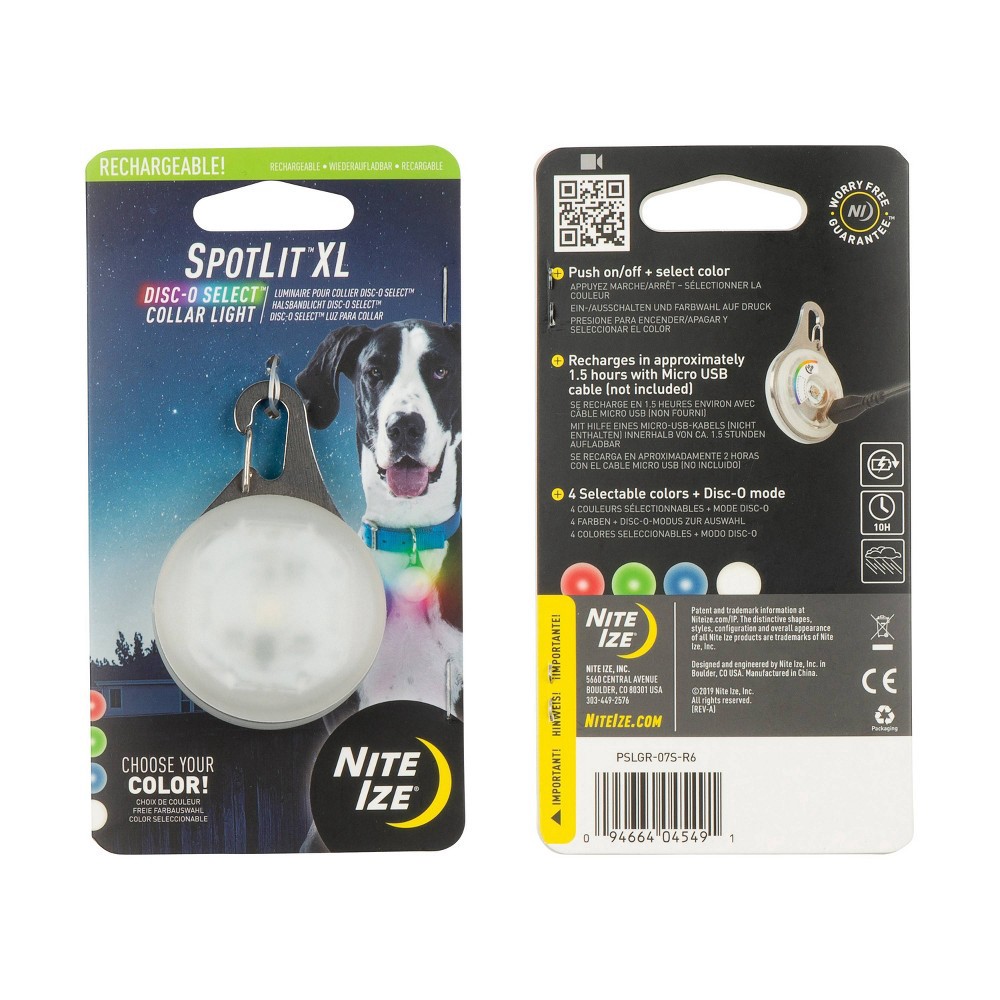 slide 10 of 12, Nite Ize SpotLit Rechargeable Disc-O Light Dog Collar - XL, 1 ct