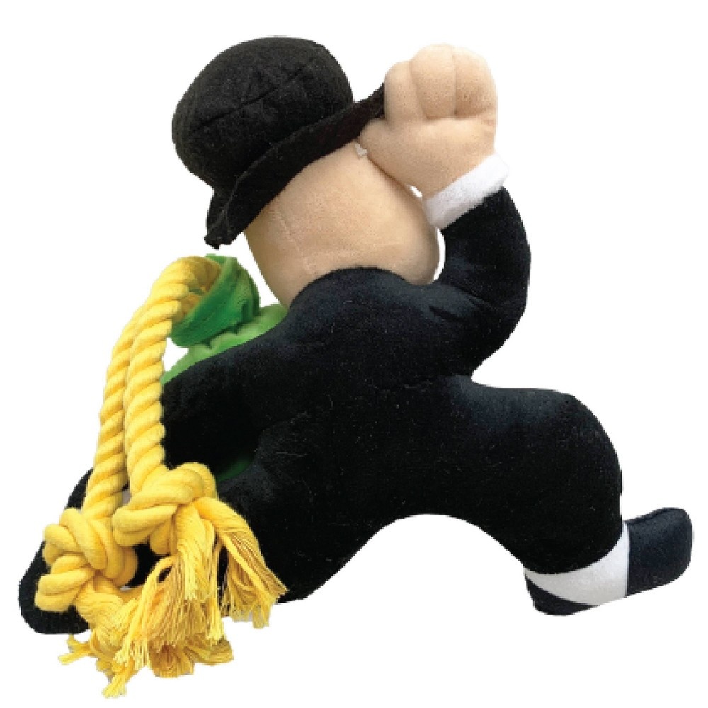slide 6 of 6, Hasbro Plush Mr. Monopoly Man Crinkle Squeak Money Bag Rope Dog Toy - Green/Black, 1 ct